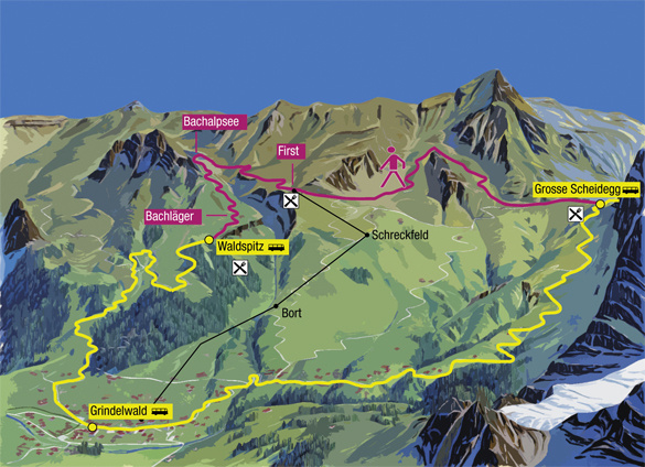Zoom: Karte Bergwanderung Grosse Scheidegg