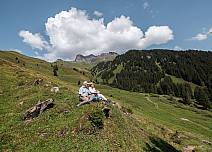 Time for a first rest:  In addition to the rich flora and fauna, it is worth taking a look at the Bernese Alps with Eiger in the foreground. (bei Klick vergrösserte Ansicht Bild)