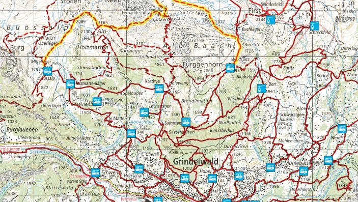 Kartenansicht mit eingezeichneter Wanderroute.