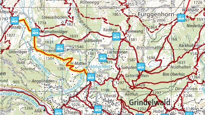 Kartenansicht mit eingezeichneter Wanderroute.