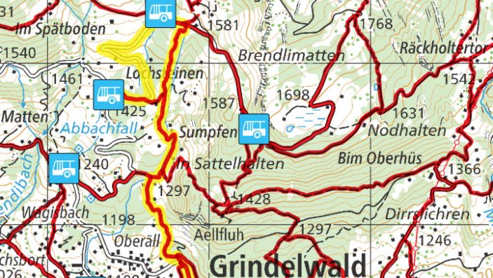 Kartenansicht mit eingezeichneter Wanderroute.